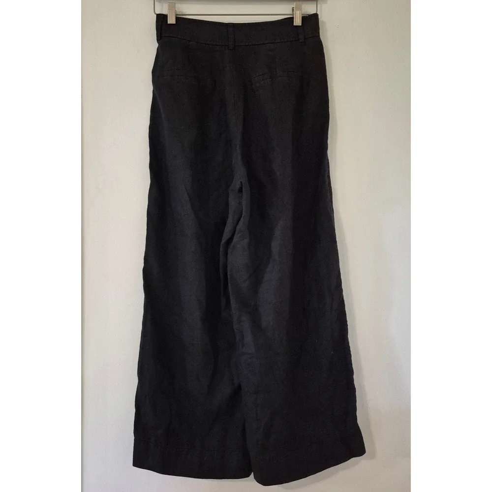 Everlane Women's Size 2 The Linen Way-High Drape Pants Flax Wide-Leg Minimalist